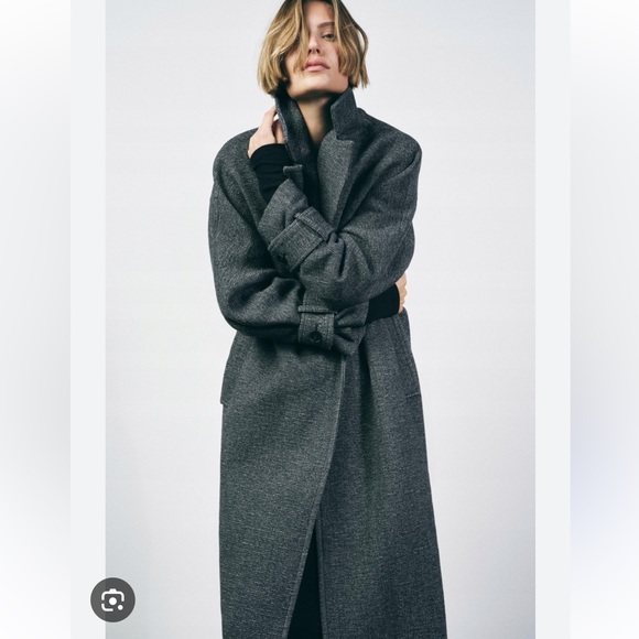 ZARA MANTECO WOOL BLEND BELTED COAT - Picture 8 of 11